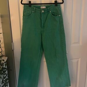 Zara Kelly green wide leg jeans